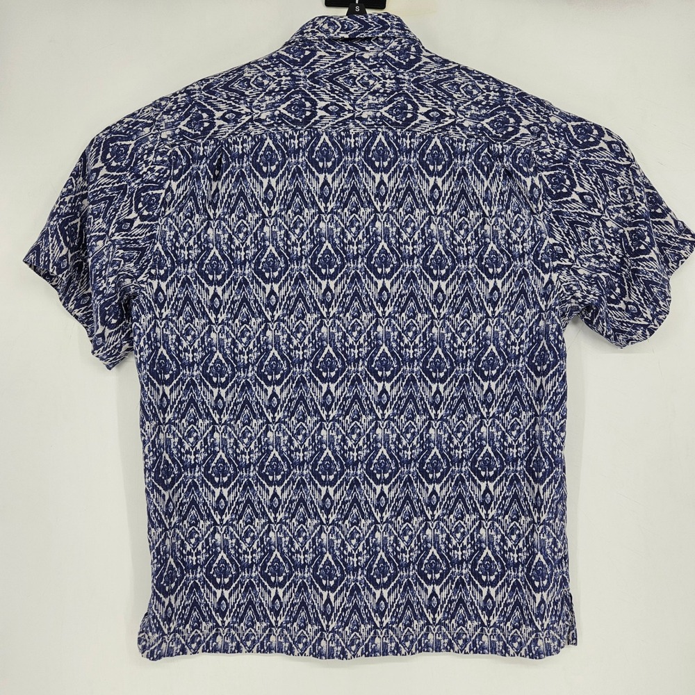 Tommy Bahama Shirt Mens Large Silk Blue Geometric Button Up Short Sleeve - Picture 4 of 10